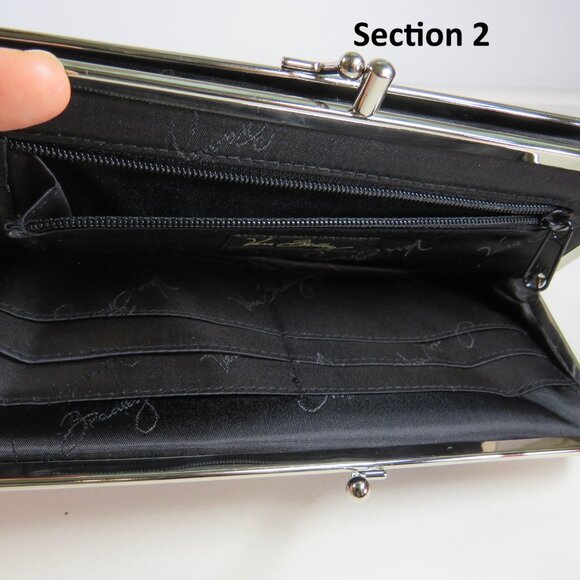 Vera Bradley kiss lock x2 Pirouette pattern clutch wallet Quilted black & red - Picture 4 of 9